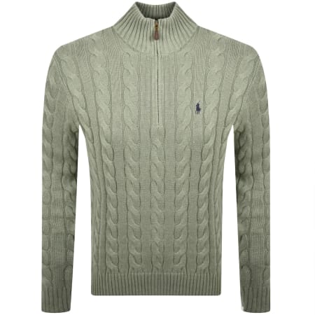 Ralph Lauren Half Zip Cable Knit Jumper Green | Mainline Menswear us
